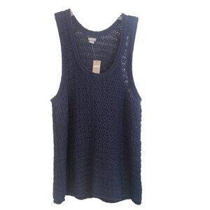 NWT Arerie Crochet Navy Blue Tank  Top Ladies Med